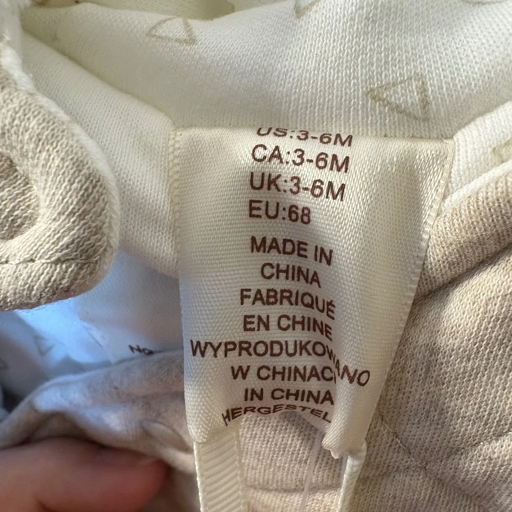 First Wish‎ Baby Quilted Pram Suit Hooded Oatmeal Cream 3-6M NWT